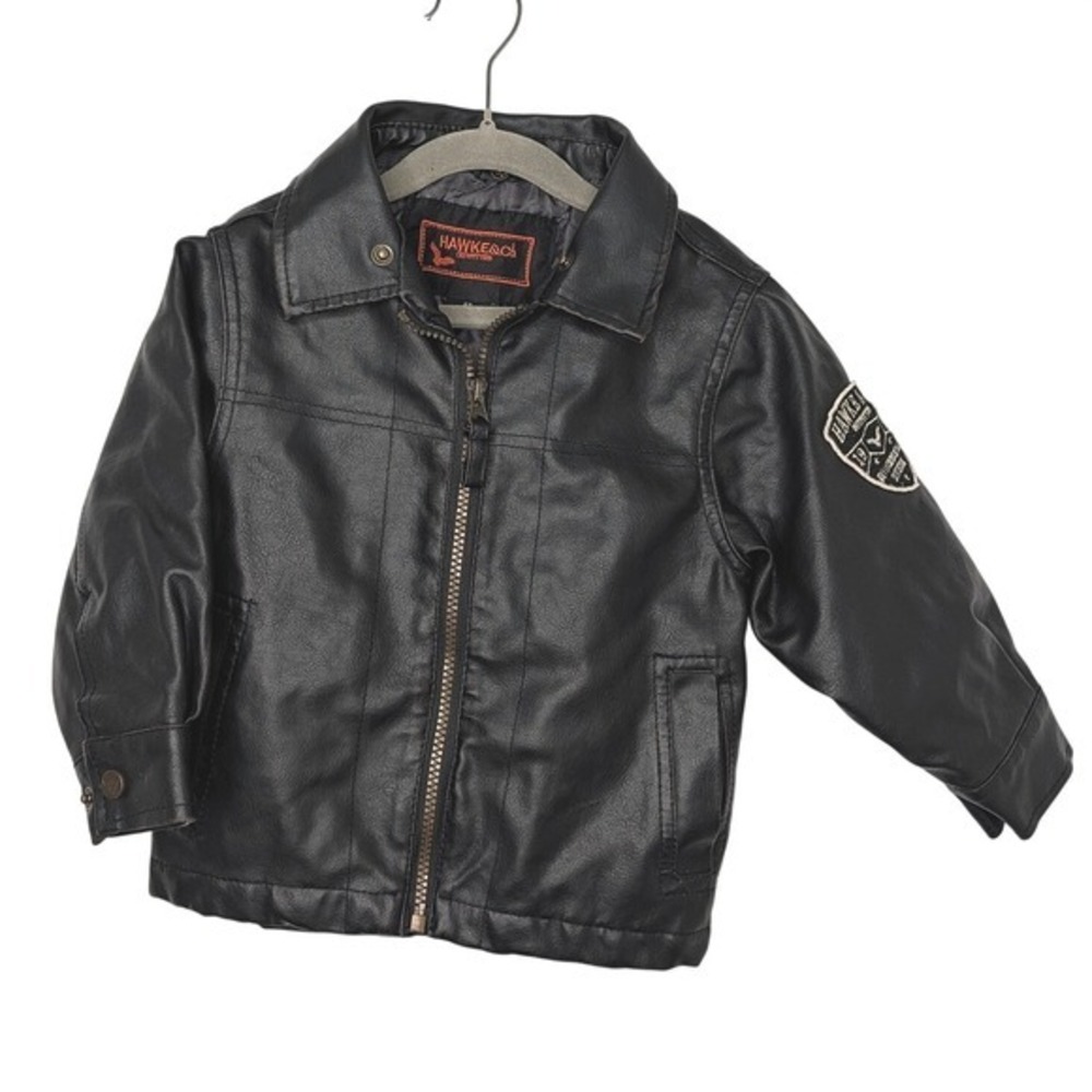 Hawke &‎ Co Outfitter Toddler Black Faux Leather Moto Biker Jacket 2T